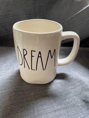 Rae DunnCream Ceramic Coffee Mug with Black Text Accent